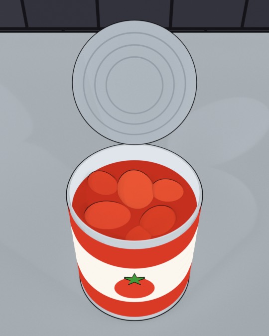 A big can of tomatoes with its lid peeled back.